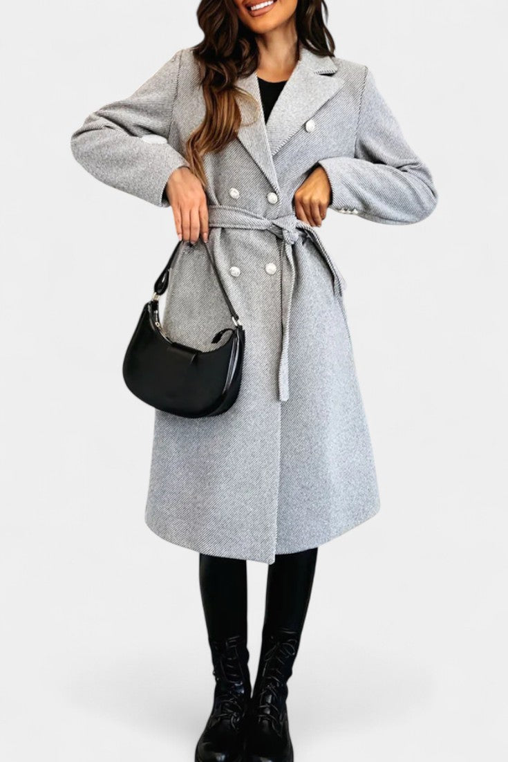 CASSANDRA | Double-Breasted Coat with Tie Belt