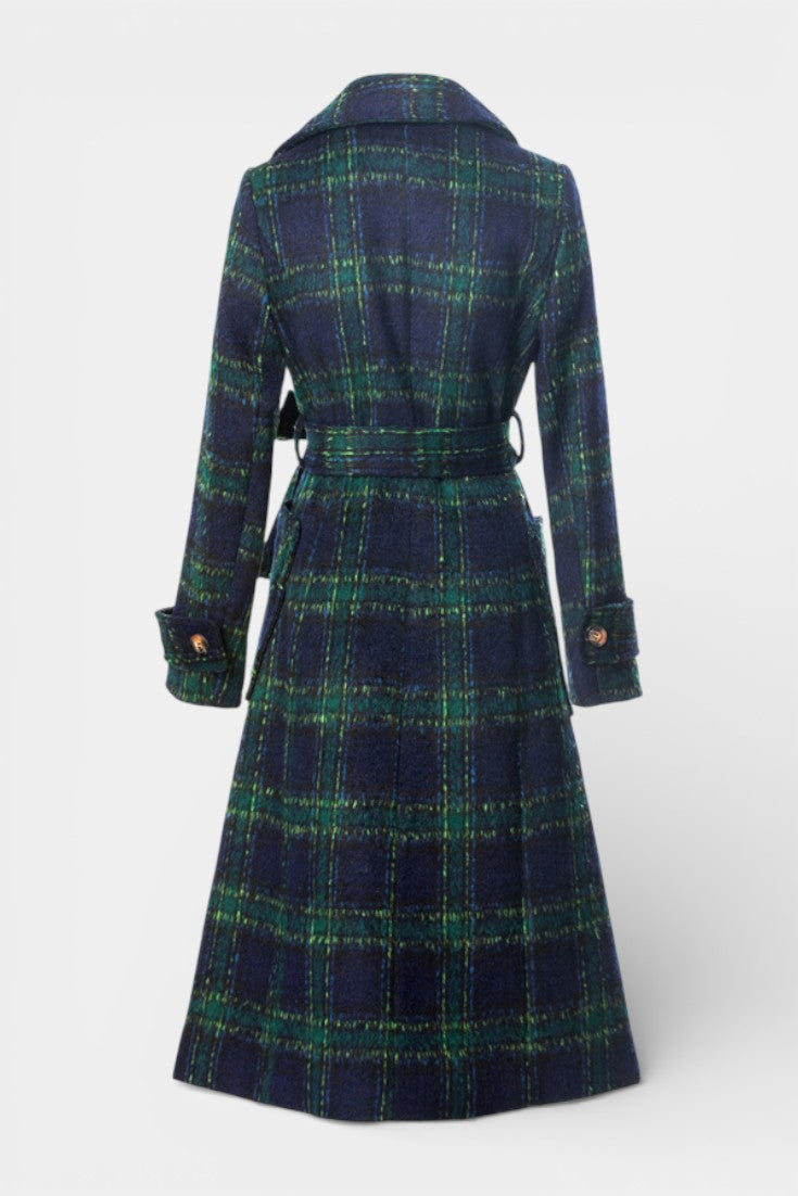 LYDIA | Long Crossed Coat in Blue-Green