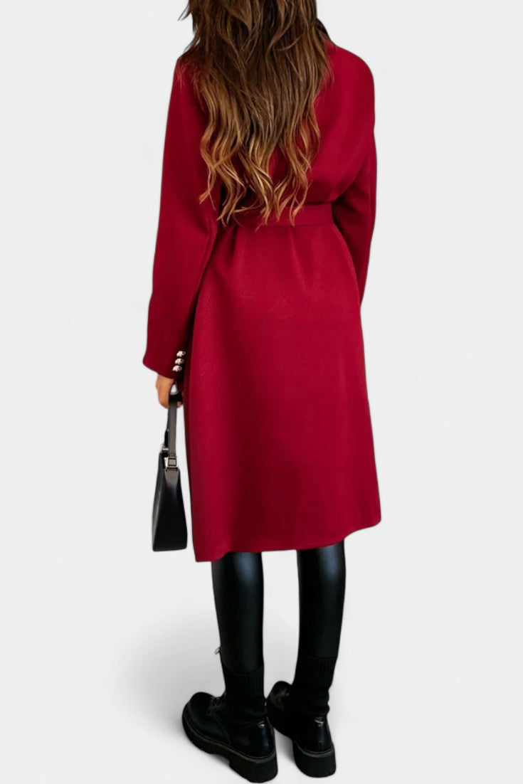 CASSANDRA | Double-Breasted Coat with Tie Belt