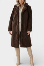 Verdeline Teddy Long Oversized Coat with Notched Collar
