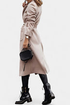 GEMMA | Belted Coat with Notched Collar and Pockets