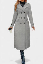 LARA | Long Notched Lapel Double-Breasted Coat