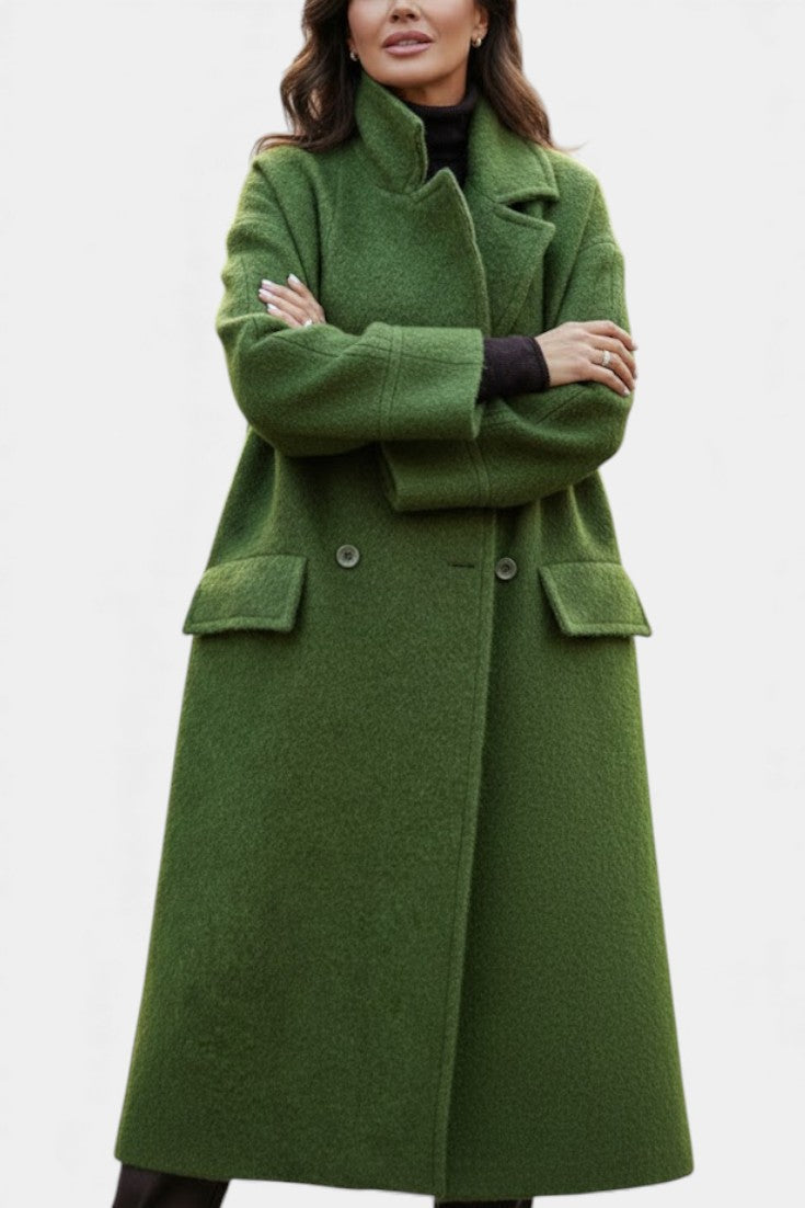 KATE | Long Oversized Double-Breasted Coat with Notched Collar