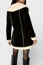 Jorane Mid-Length Aviator Coat in Soft Fleece Suede