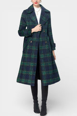 LYDIA | Long Crossed Coat in Blue-Green