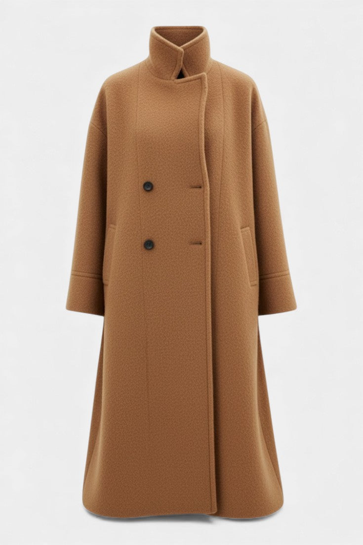 KATE | Long Oversized Double-Breasted Coat with Notched Collar