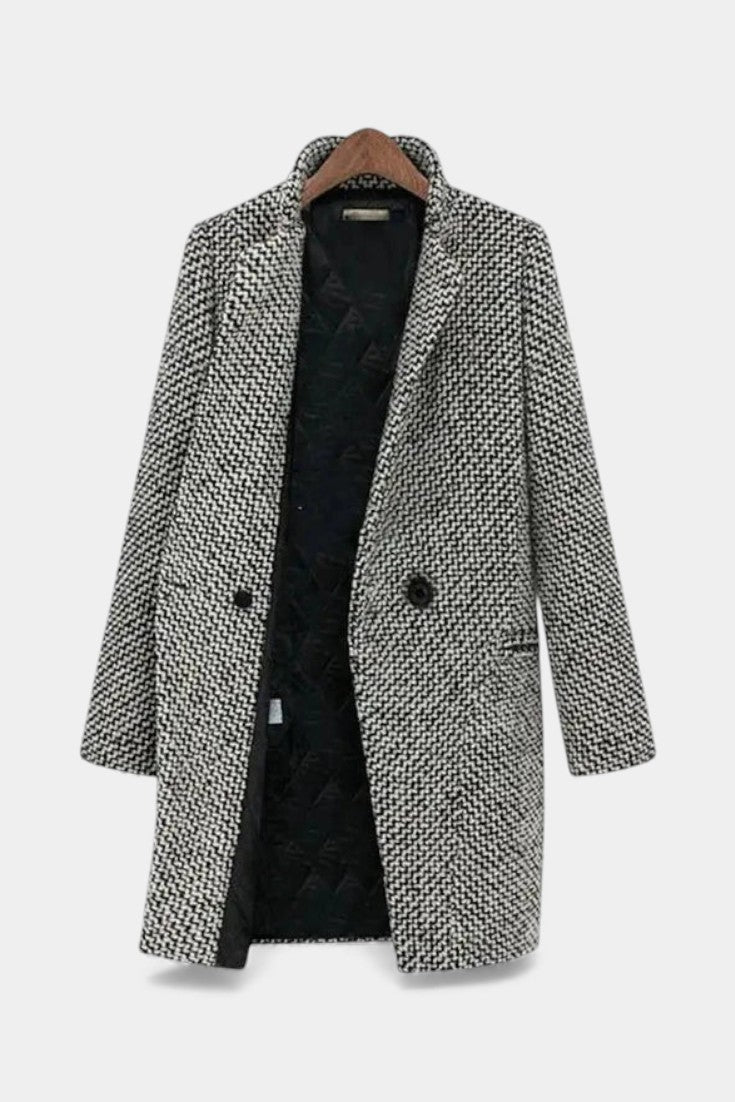 BLAIR | Elegant Long Houndstooth Coat