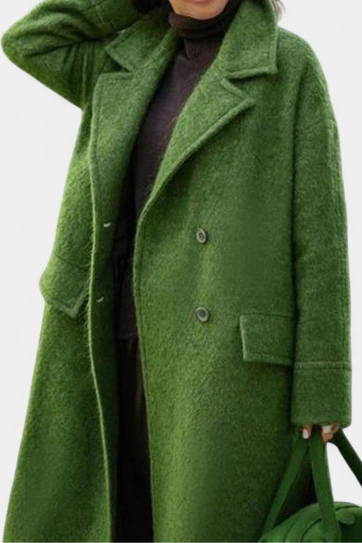 KATE | Long Oversized Double-Breasted Coat with Notched Collar