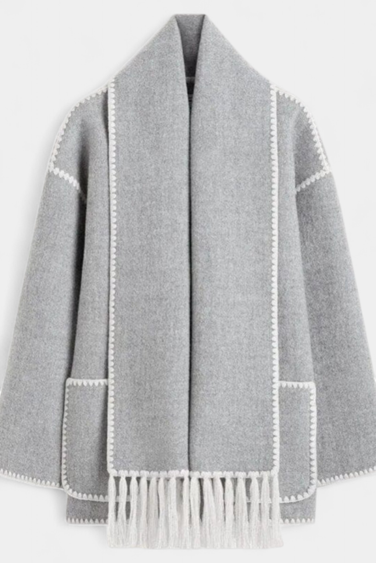 INGRID | Coat with Integrated Scarf and Fluid Silhouette