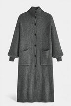 SKYE | Long Knit Coat with Soft Turtleneck and Button Closure