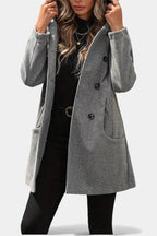 Lada Hooded Double-Breasted Coat with Long Sleeves