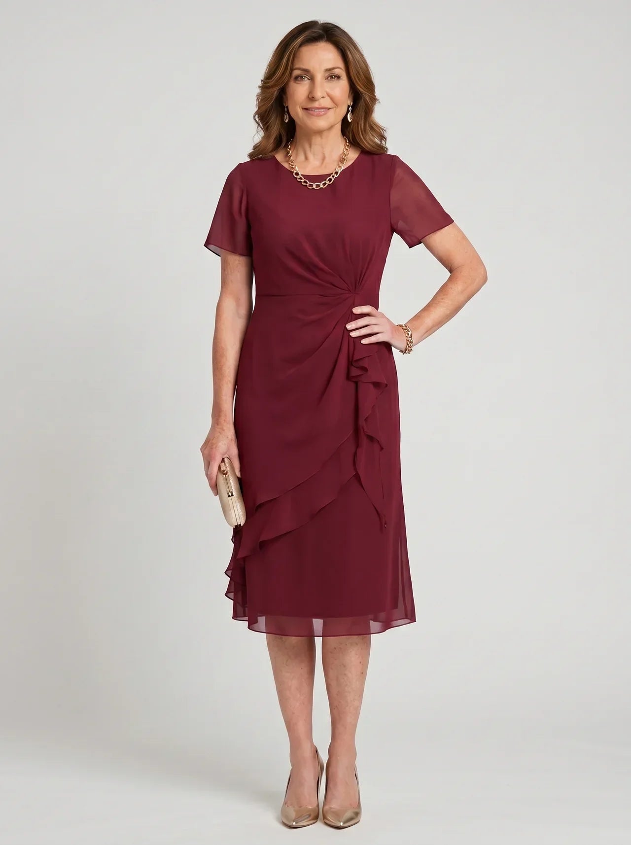 Sara - Elegant Chiffon Draped Dress