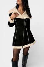 Jorane Mid-Length Aviator Coat in Soft Fleece Suede