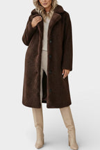 Verdeline Teddy Long Oversized Coat with Notched Collar