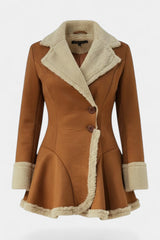 IRIS | Button Coat with Faux Fur Detail