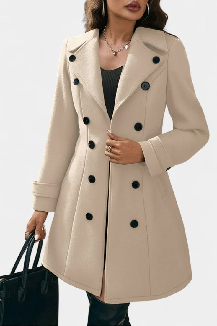 EDEN | Open Coat with Notched Collar and Decorative Buttons