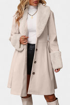 CELESTE | Trapeze Coat with Belt and Faux Fur Details