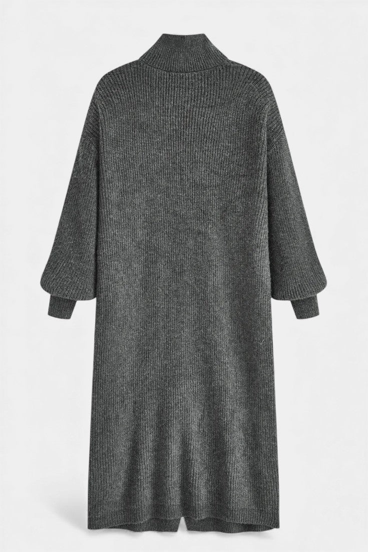 SKYE | Long Knit Coat with Soft Turtleneck and Button Closure