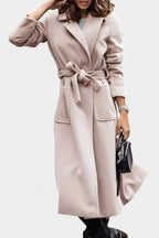 GEMMA | Belted Coat with Notched Collar and Pockets
