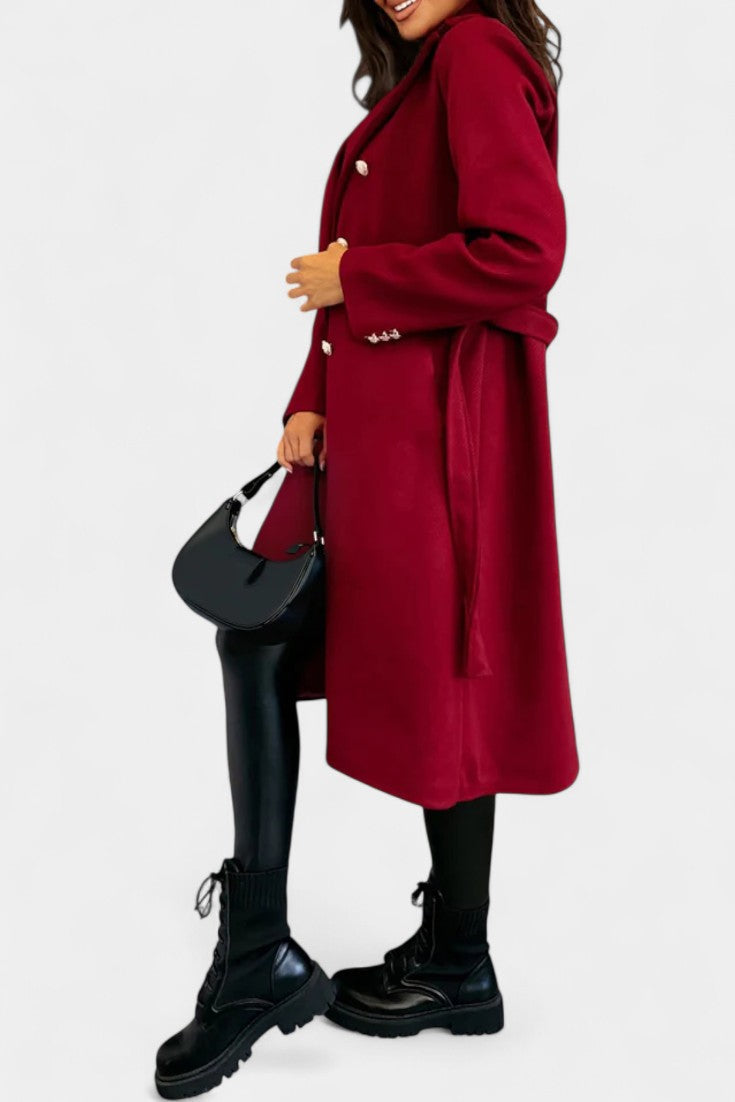 CASSANDRA | Double-Breasted Coat with Tie Belt