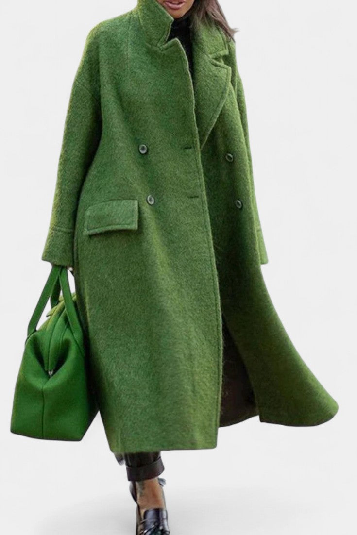 KATE | Long Oversized Double-Breasted Coat with Notched Collar