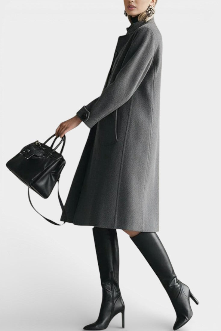 LEONA | Mid-Length Suede Coat with High Collar Vintage