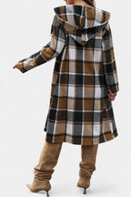 Sandrine Brushed Check Hooded Jacket with Button Closure