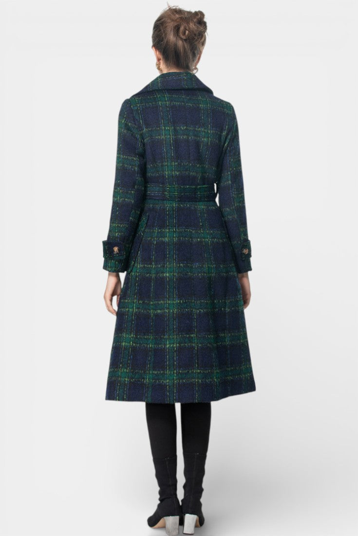 LYDIA | Long Crossed Coat in Blue-Green