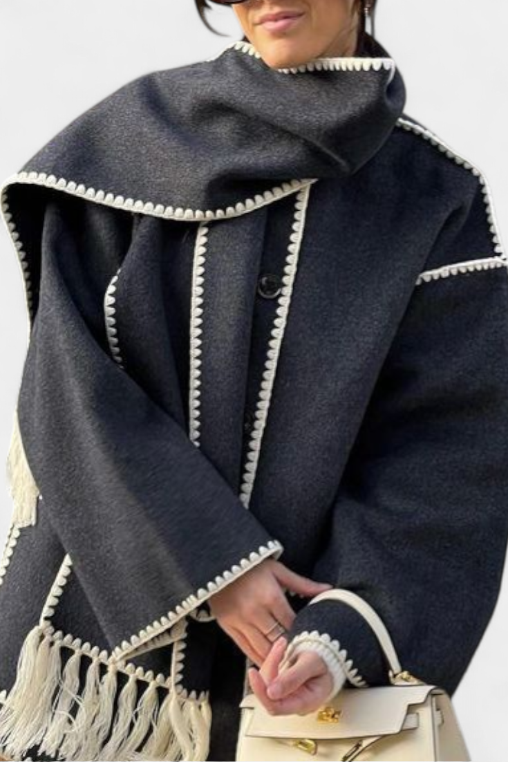 INGRID | Coat with Integrated Scarf and Fluid Silhouette