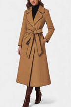ESTELLE | Long Coat with Revers and Colored Belt