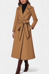 ESTELLE | Long Coat with Revers and Colored Belt