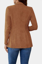 Rhéane Long Blazer with Notched Lapels and Single Button Closure