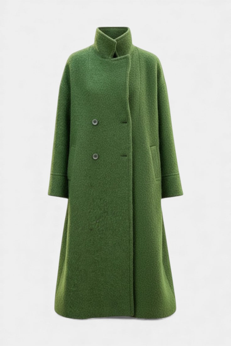 KATE | Long Oversized Double-Breasted Coat with Notched Collar