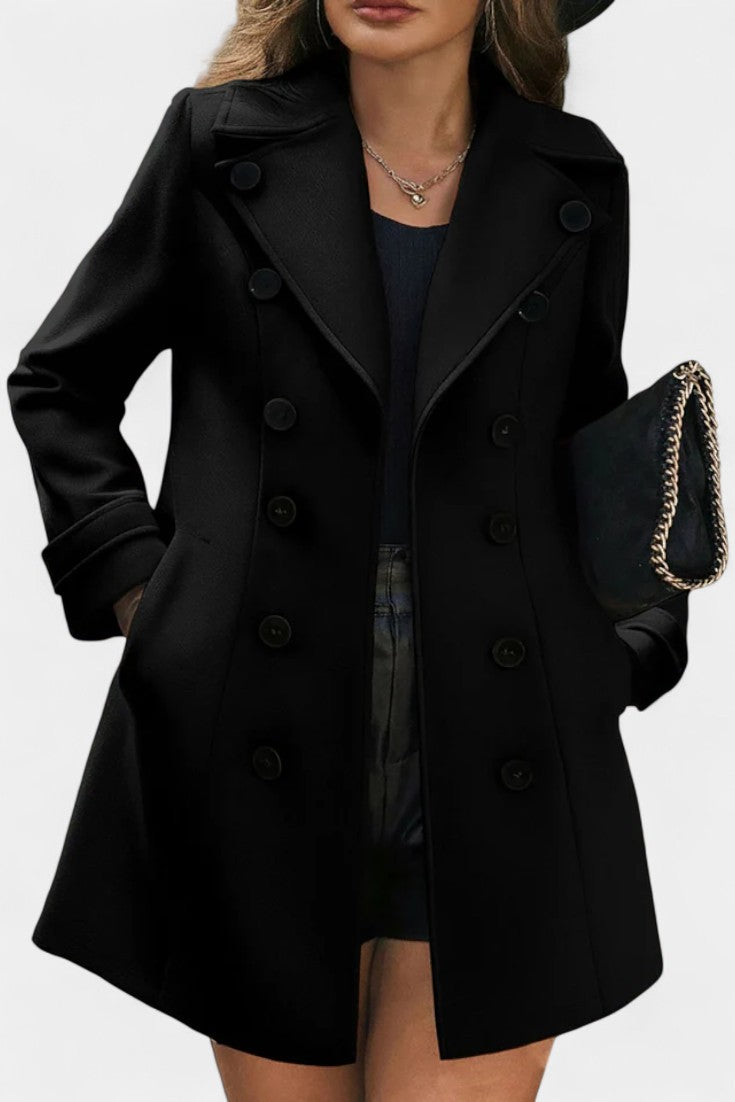 EDEN | Open Coat with Notched Collar and Decorative Buttons