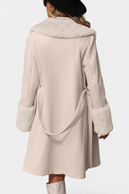 CELESTE | Trapeze Coat with Belt and Faux Fur Details