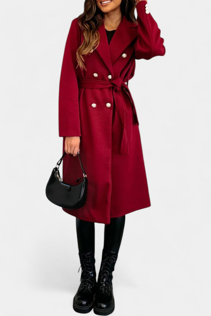CASSANDRA | Double-Breasted Coat with Tie Belt