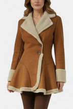 IRIS | Button Coat with Faux Fur Detail