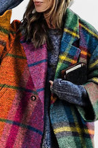 Suhana Contrast Checkered Coat with Elegant Notched Collar