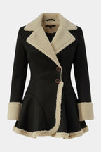 IRIS | Button Coat with Faux Fur Detail