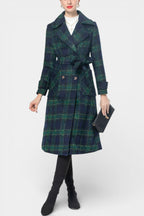 LYDIA | Long Crossed Coat in Blue-Green