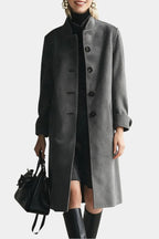 LEONA | Mid-Length Suede Coat with High Collar Vintage