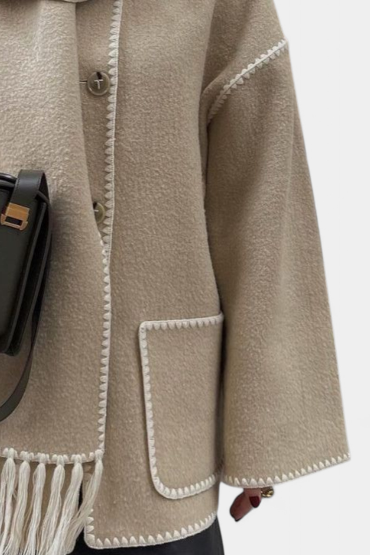 INGRID | Coat with Integrated Scarf and Fluid Silhouette