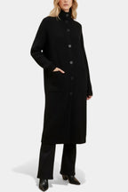 SKYE | Long Knit Coat with Soft Turtleneck and Button Closure