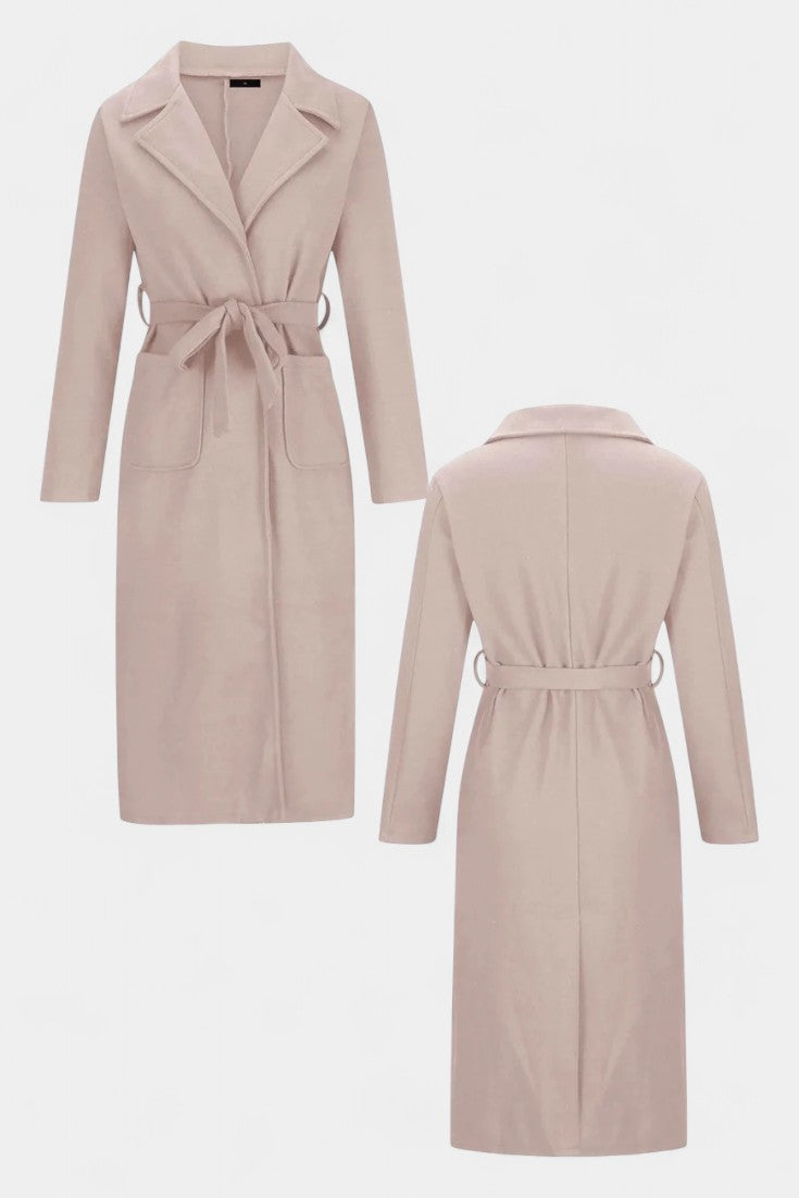 GEMMA | Belted Coat with Notched Collar and Pockets