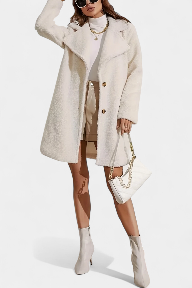 HAZEL | Long Minimalist Coat with Simple Buttons