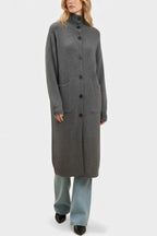 SKYE | Long Knit Coat with Soft Turtleneck and Button Closure