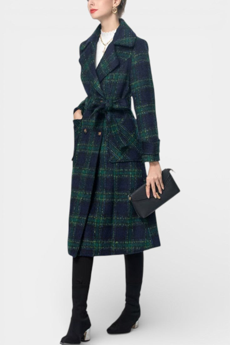LYDIA | Long Crossed Coat in Blue-Green
