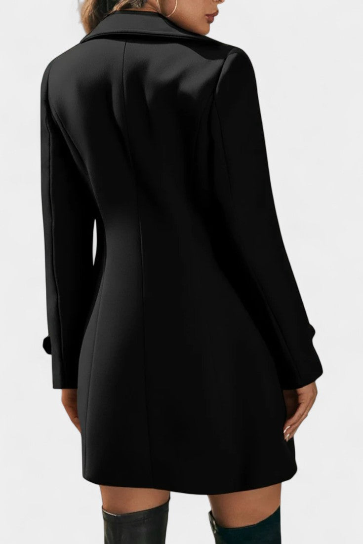 EDEN | Open Coat with Notched Collar and Decorative Buttons
