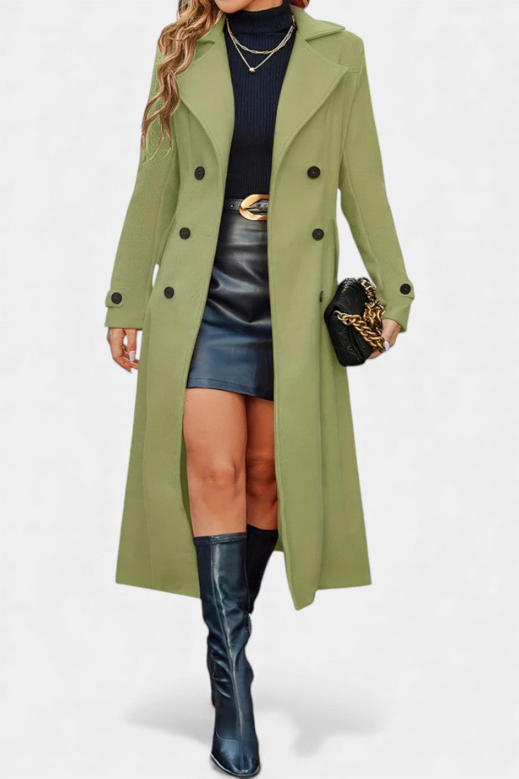 LARA | Long Notched Lapel Double-Breasted Coat