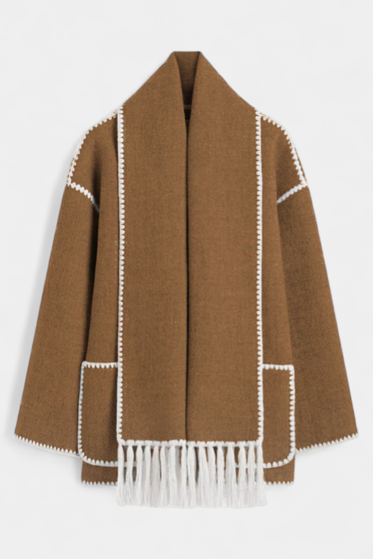 INGRID | Coat with Integrated Scarf and Fluid Silhouette